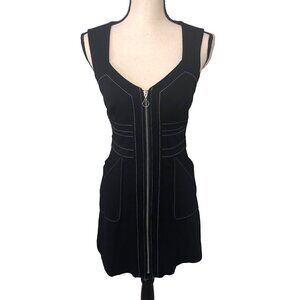 Laundry By Shelli Segal Dress Size 2 Ponte Knit Contrast Stitching Black Pockets